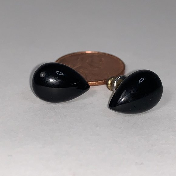 14 mm Teardrop 18 ktgf Onyx Post Earrings - Picture 6 of 12